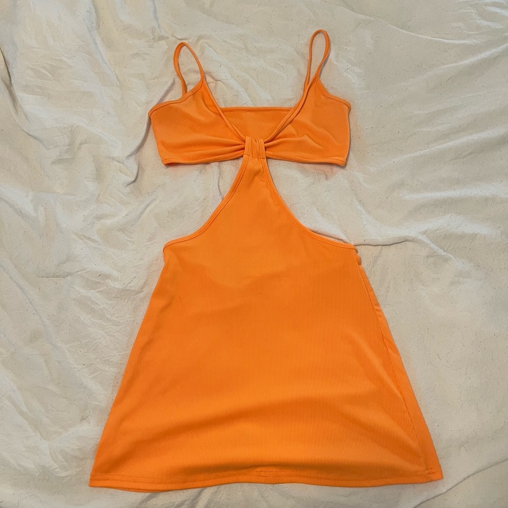 Orange mini dress size small open back